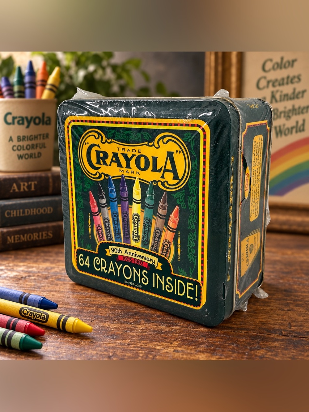 Vintage 1993 Crayola 90th Anniversary Tin 64 Crayons Factory Sealed USA